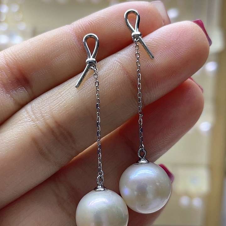 淡水珍珠耳饰银S925镶嵌