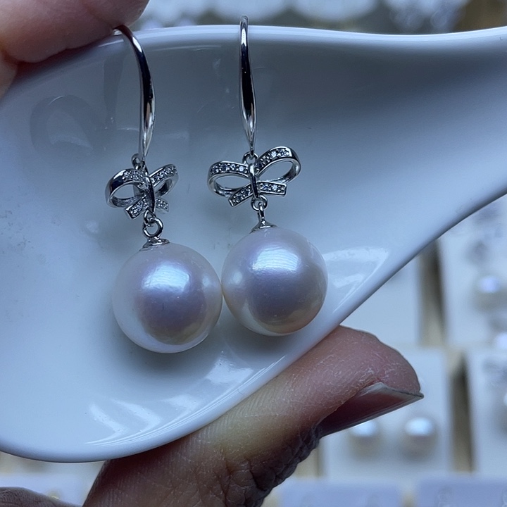 泡***猫银S925镶嵌耳饰淡水珍珠