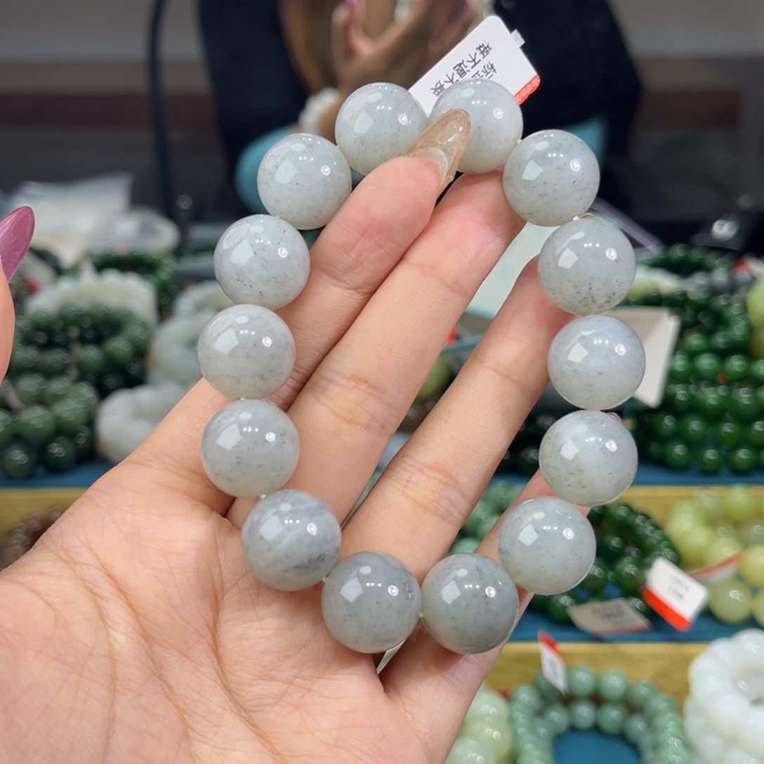 粤***)未镶嵌手链和田玉纯天然和田玉新疆点墨青花16