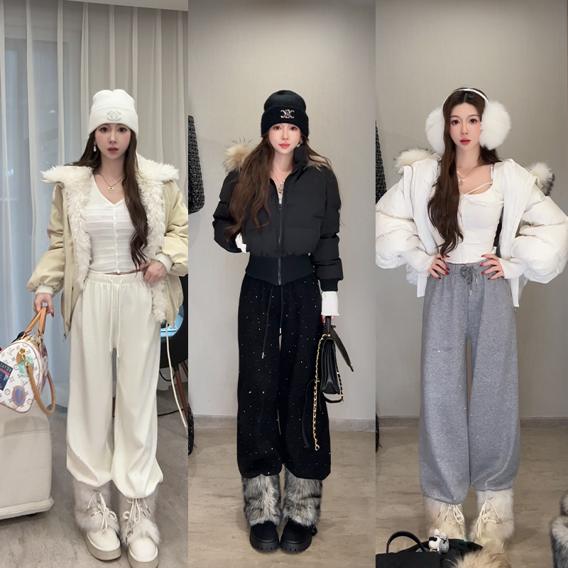 小雨姐姐【暖迹星辉】保暖显瘦加绒内里松紧腰休闲长裤卫裤女2025款
