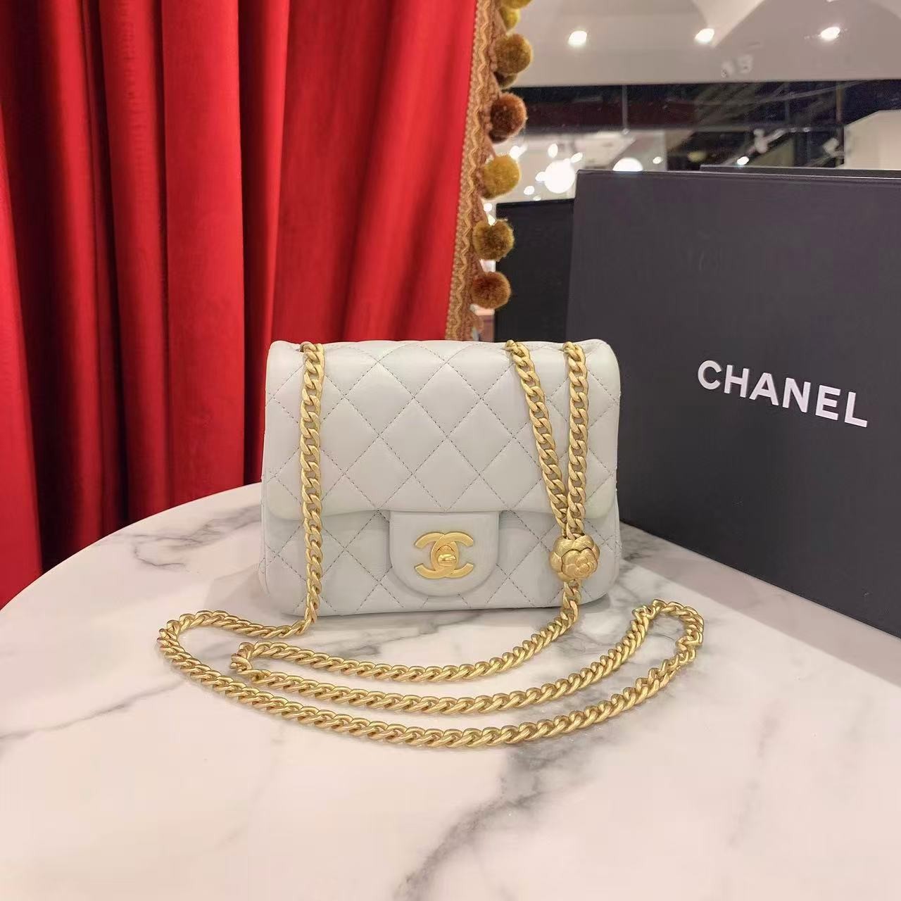 95新 Chanel/香奈儿 GGS丨23s山茶花金球方胖子蓝金芯片/18367475