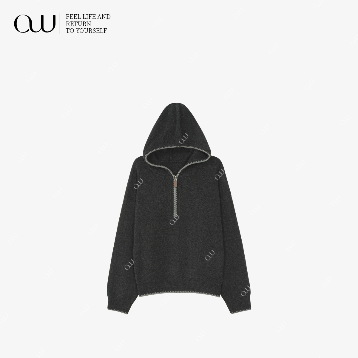 【老白不白】【100绵羊毛】秋冬落肩袖圆领连帽毛衣绒衫OW252MY085Z