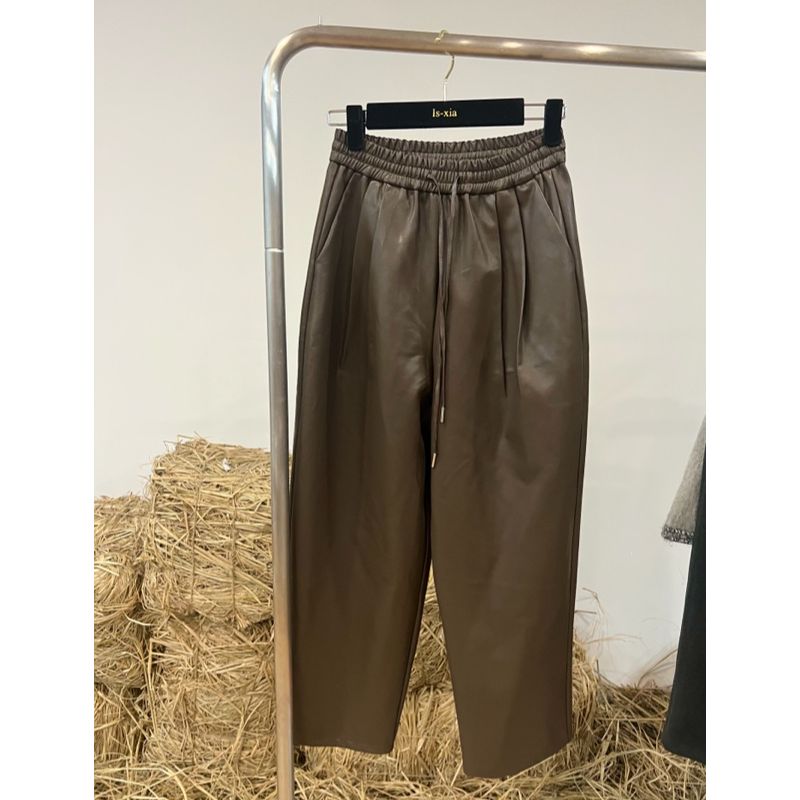 【卓尔不群】秋冬磨毛亲肤抽绳设计显瘦遮跨时髦九分裤时尚 