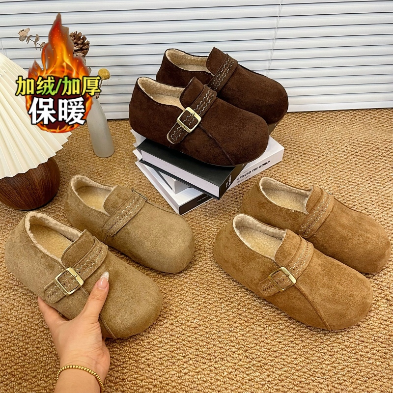 增高厚底4CM全包勃肯鞋女款2025新款冬季加绒加厚保暖博肯棉鞋女