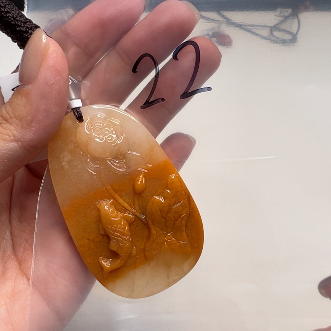 未镶嵌石英质玉（黄龙玉）吊坠22