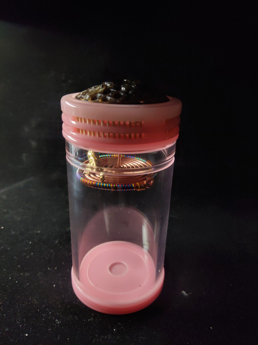 S122#精选上海老谭谭沪生粉色60*130蝈蝈罐子配紫铜彩圈老虎簧  