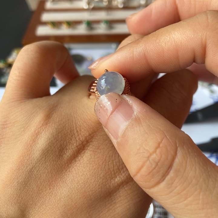 翡翠戒指银S925镶嵌戒指