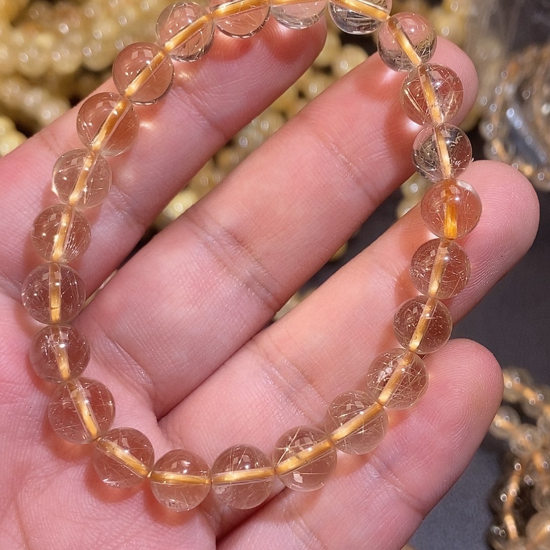 发晶手链未镶嵌天然金发钛晶A0001