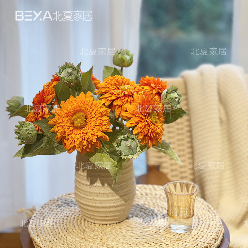 仿真花泰迪向日葵花装饰餐桌花摆件假花餐桌摆件假花仿真花