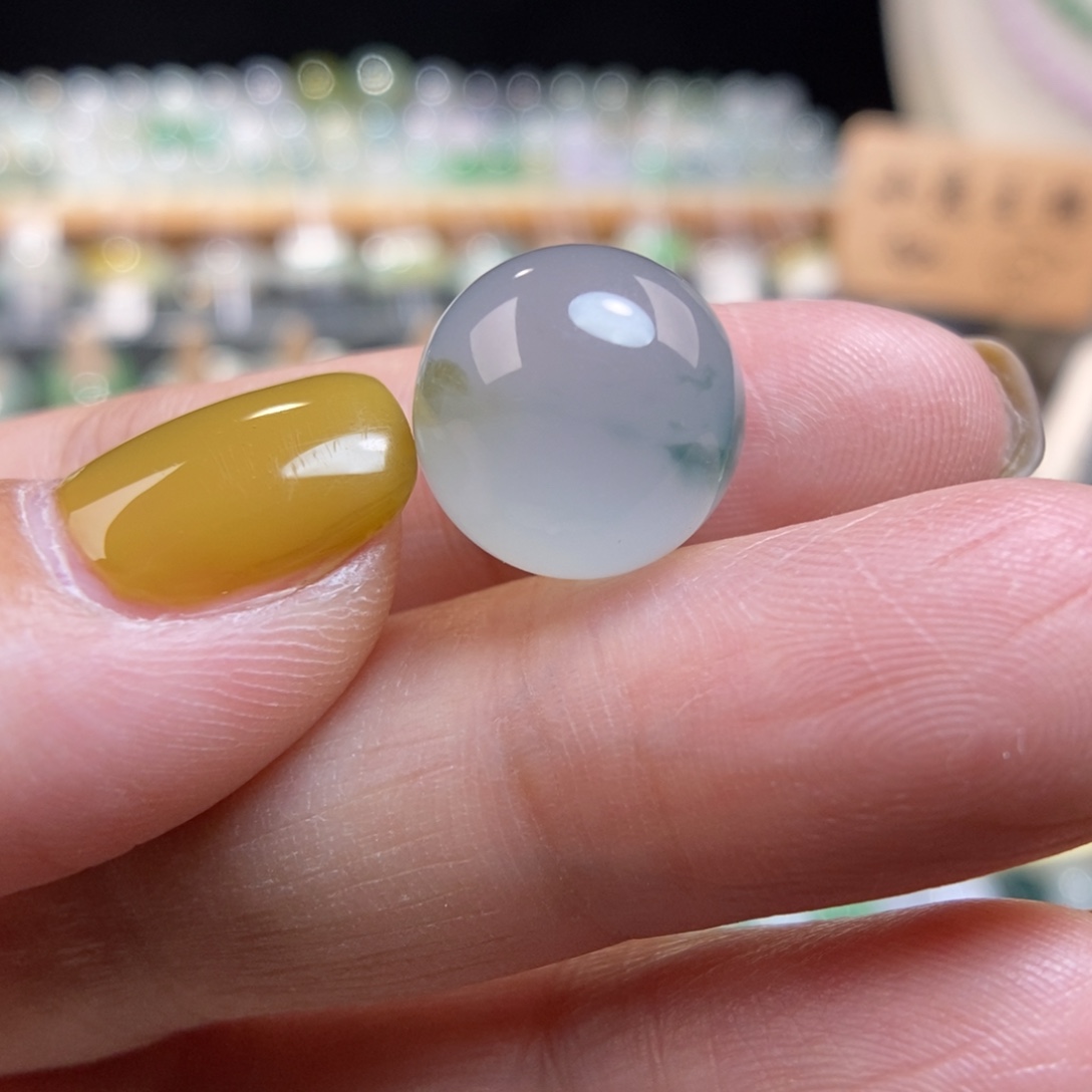 翡翠未镶嵌颈饰13.5双色珠