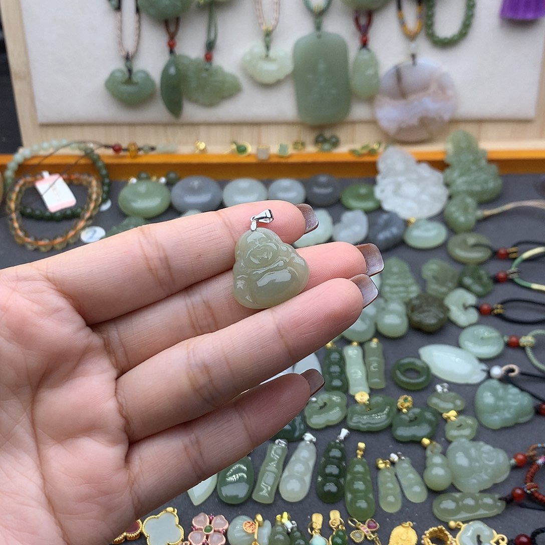 和田玉吊坠(不含链)银S925镶嵌