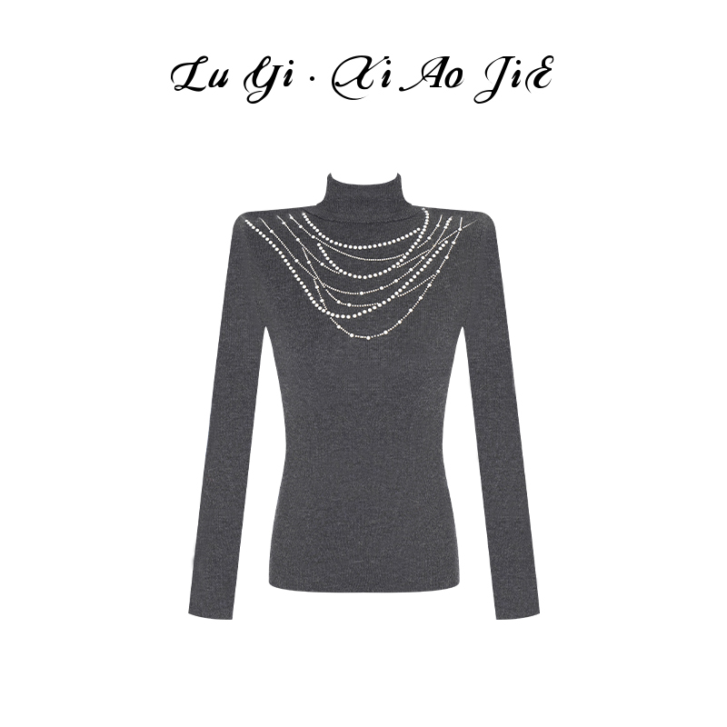 LYXJ【明珠千金】冬季磨毛加厚收腰显瘦时尚不挑人烫钻羊毛打底衫