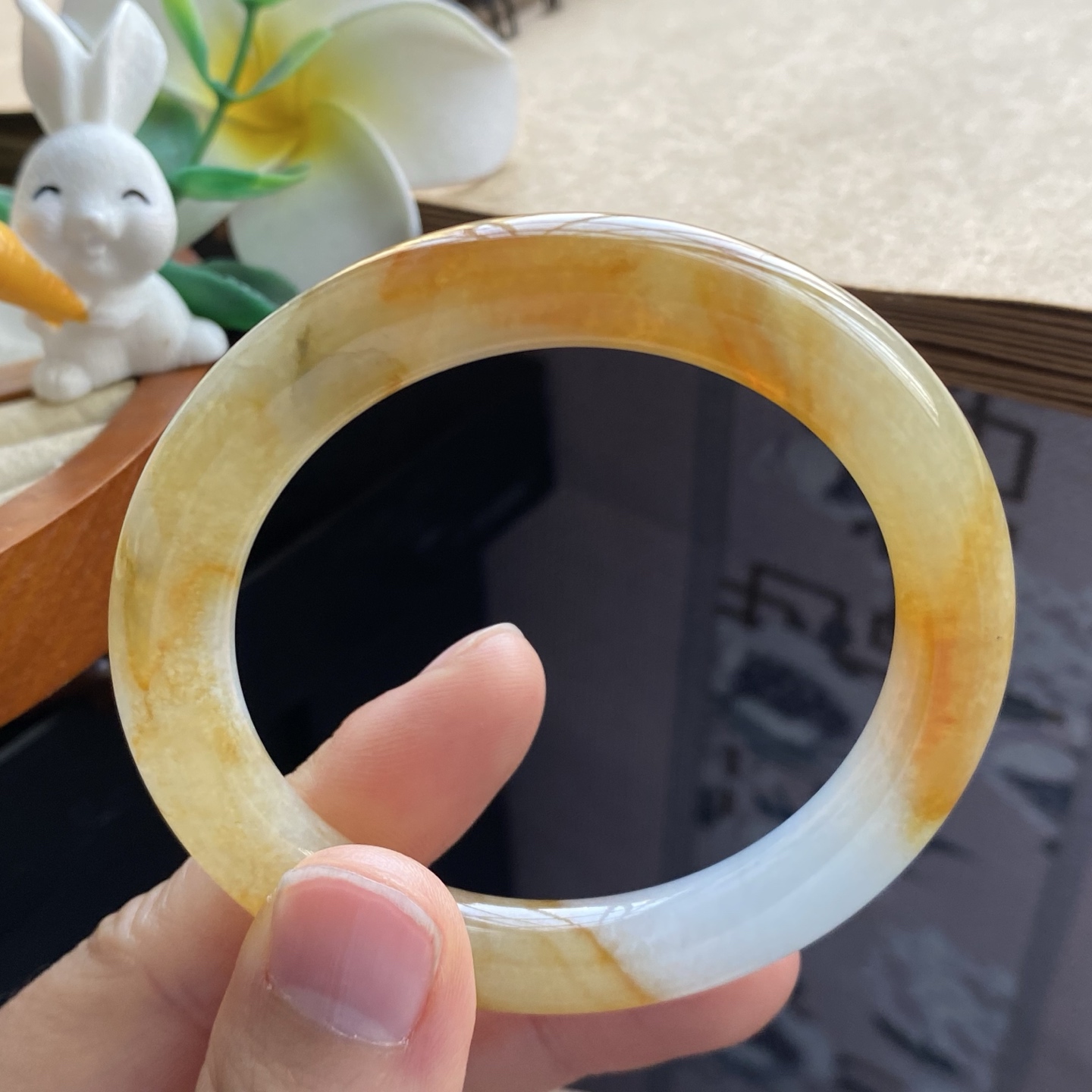 02.27批橙黄色圆条1175号52-9.1浓郁的油画色系！天然翡翠手镯