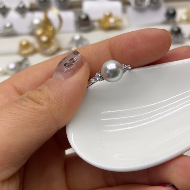 海水珍珠戒指银S925镶嵌