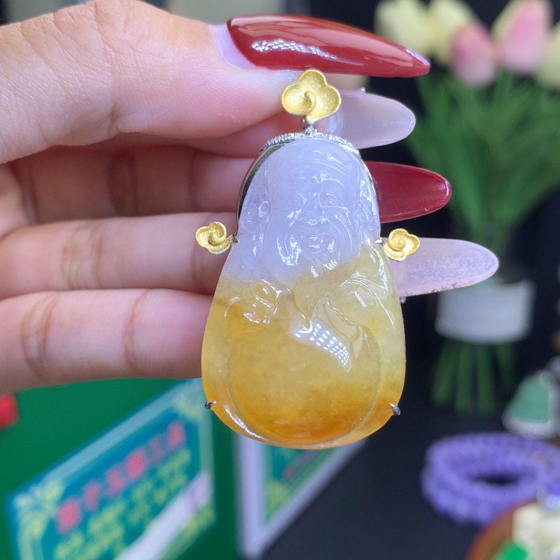 翡翠颈饰18K金镶嵌天然