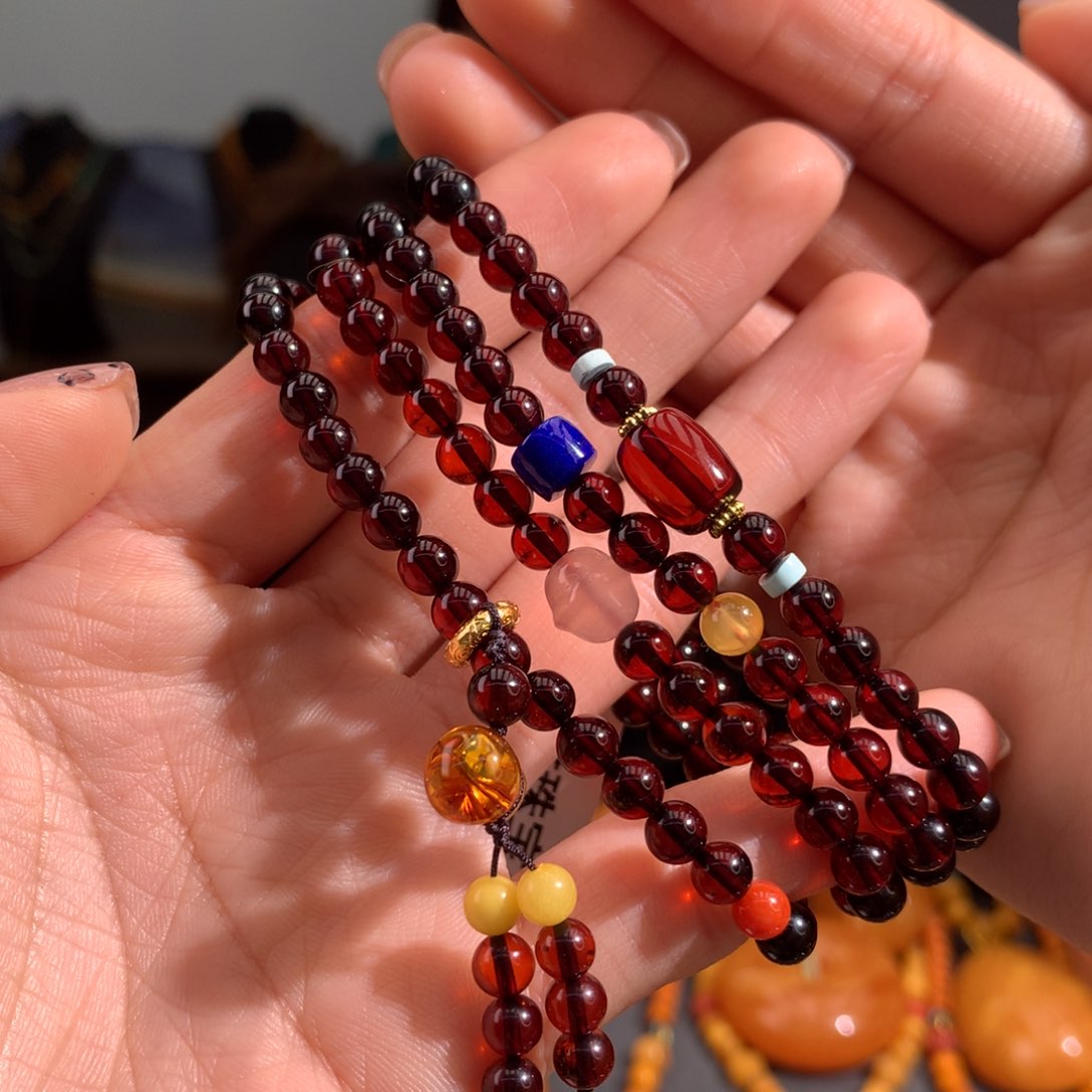 血珀手串未镶嵌天然