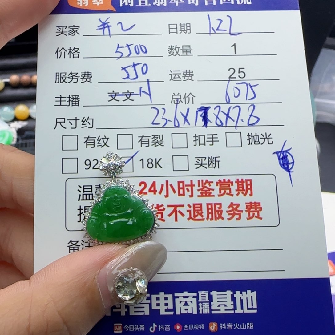 翡翠颈饰18K金镶嵌并****里翡翠挂件