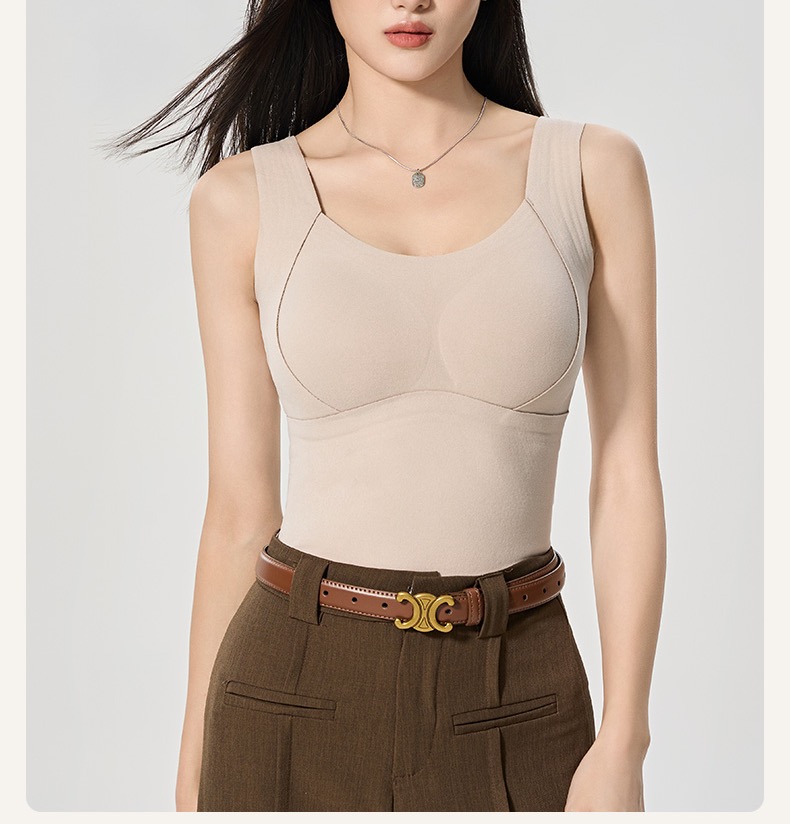 【米摇STUDIO】保暖背心吊带打底衫秋冬自带胸垫免穿bra泰舒服啦