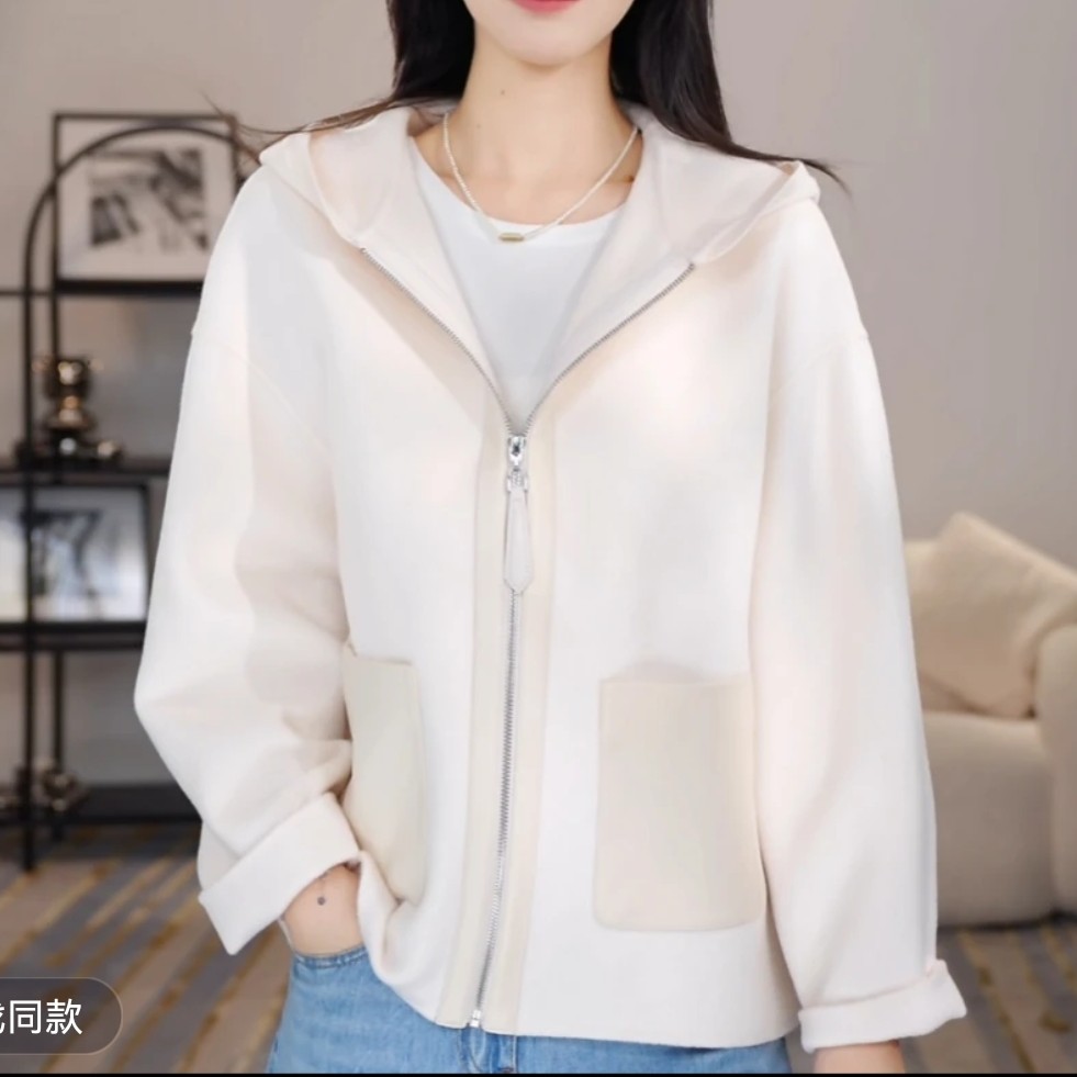 商场同款秋冬新款气质时尚百搭宽松连帽韩版毛外套女540034