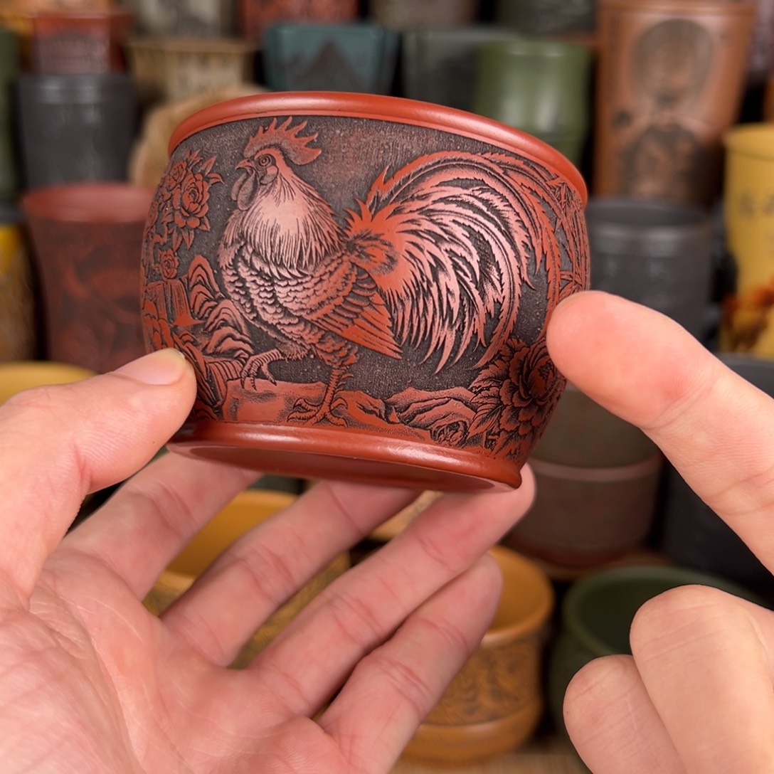 紫砂茶杯宜兴原矿紫砂杯