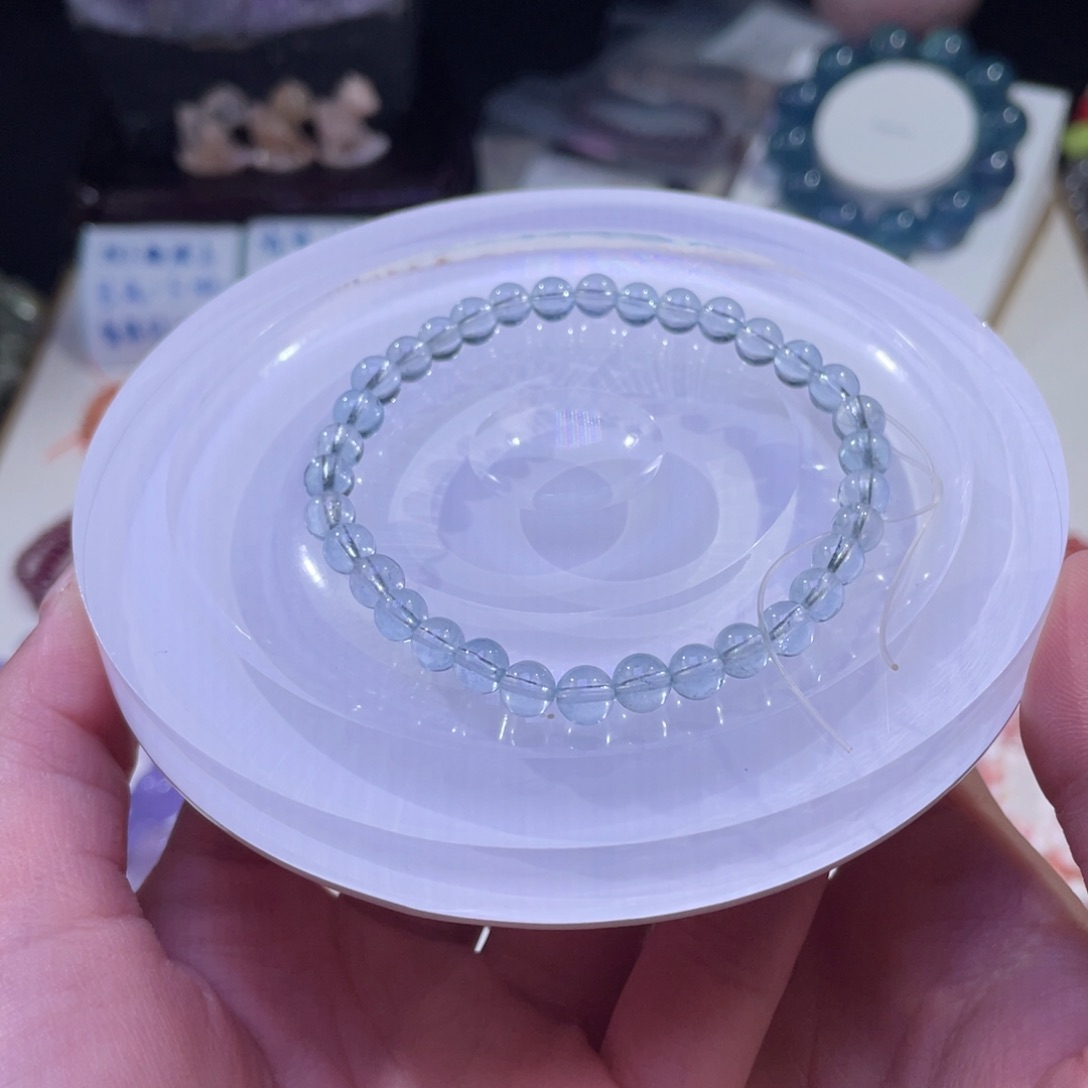 未镶嵌手链水晶冰川蓝海蓝宝5mm