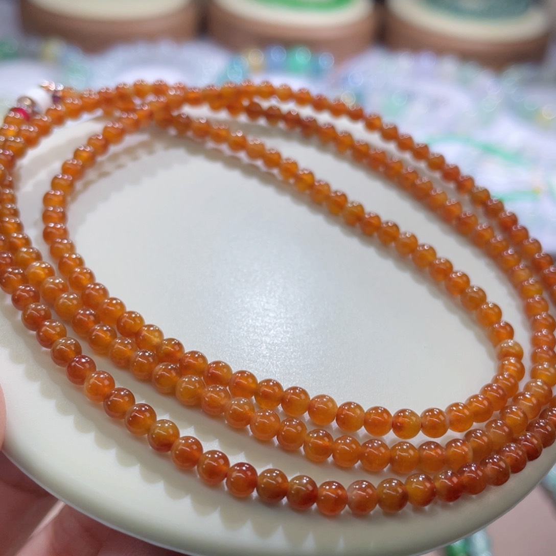 未镶嵌手链翡翠冰种红小米卡3+