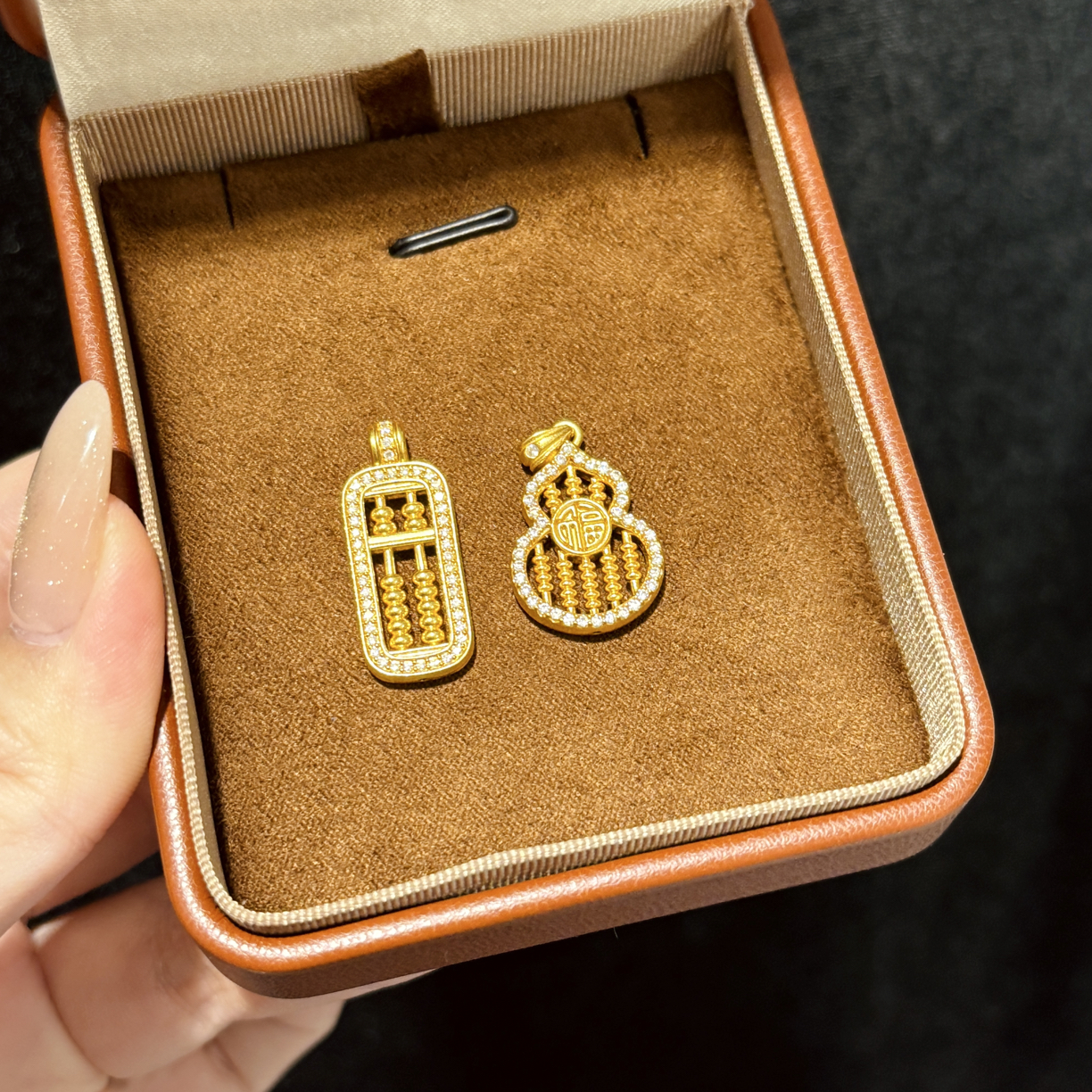 足金999算盘吊坠送女生新年礼物