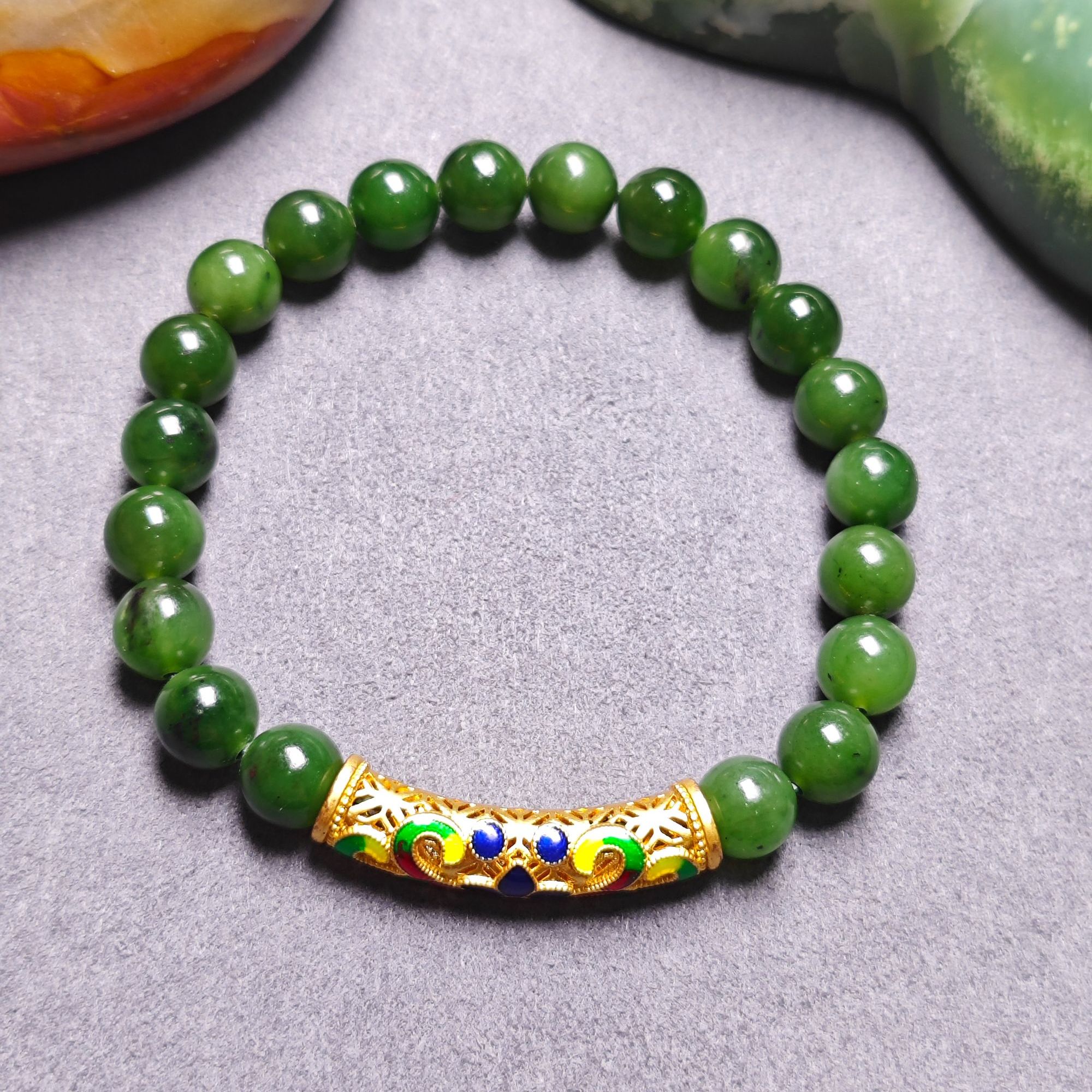 巴铁民族风 碧玉手串8mm/HGY-BYSC-0135（多样性发货）