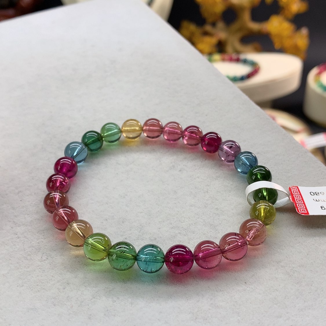 【闪购商品】未镶嵌手链碧玺艳丽色标单圈7.5