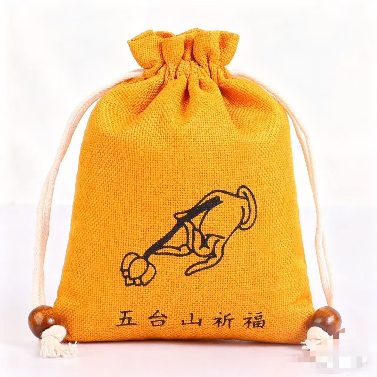 首饰袋 细麻荷花束口袋抽绳束口饰品香囊首饰文玩盘珠收纳袋