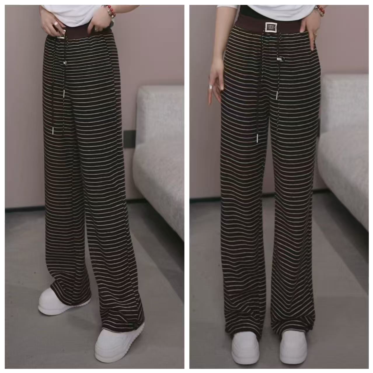 抓绒【拉绒条纹窄版直筒休闲裤】裤脚可收 YYX 5802【NO退换】瑕疵品