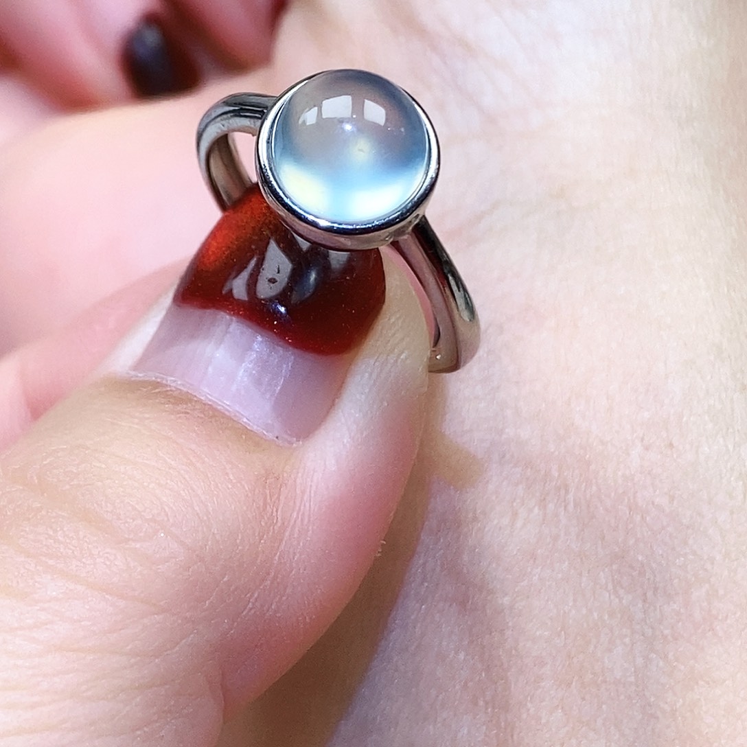 蛇纹石玉银S925镶嵌戒指