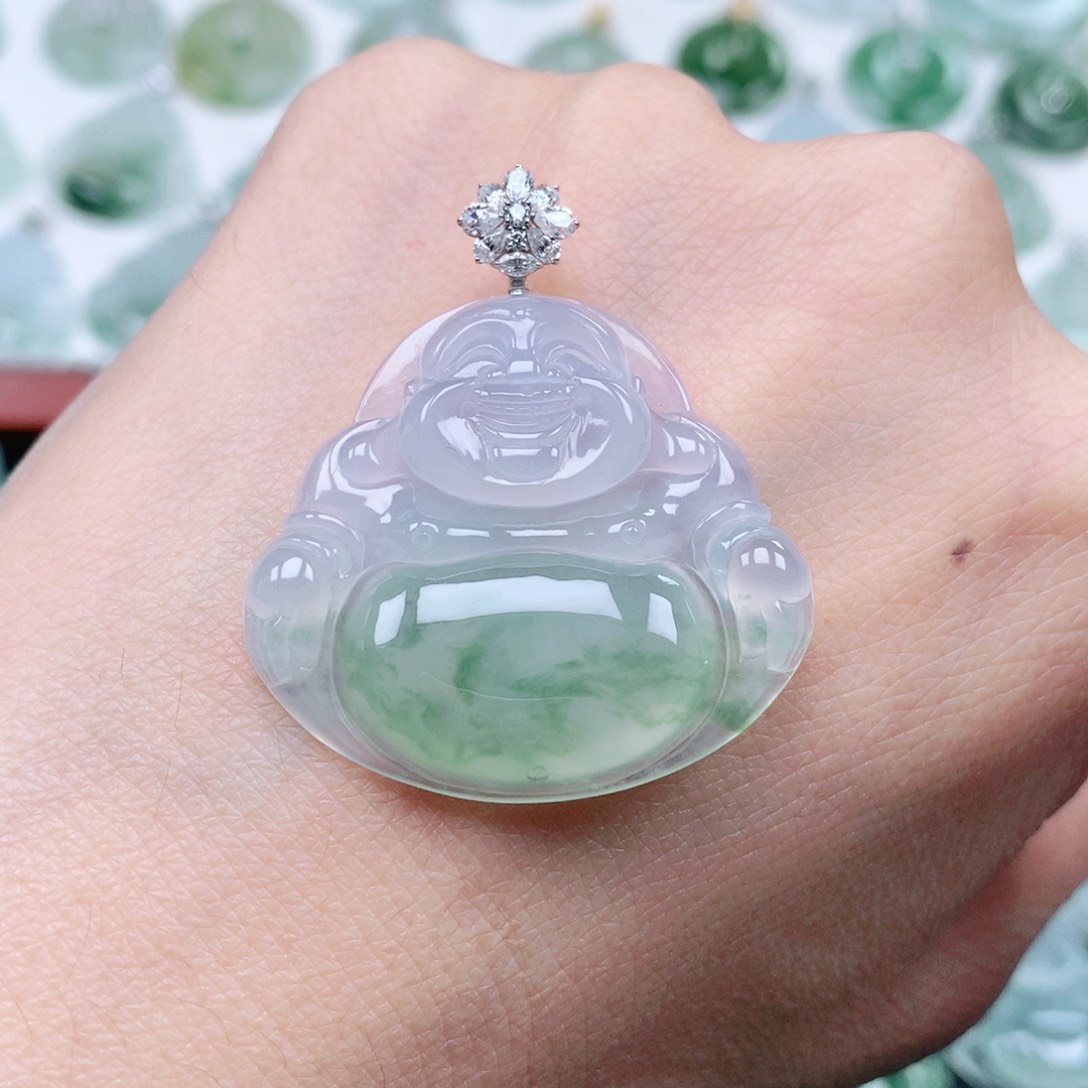 吊坠(不含链)18K金镶嵌翡翠如**在