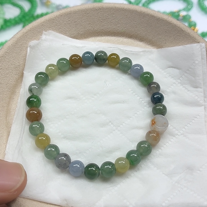 翡翠未镶嵌手链天然缅甸翡翠A货卡6.8