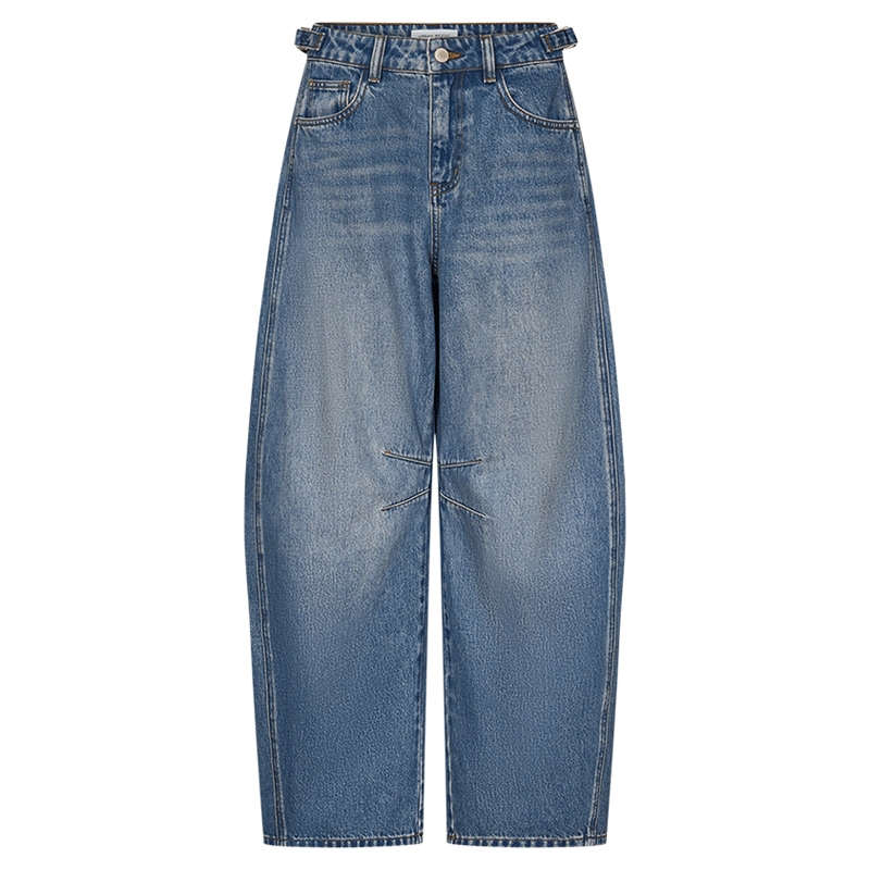 UR2025秋季新款女流光风复古水洗猫须弯刀牛仔长裤UYL850177