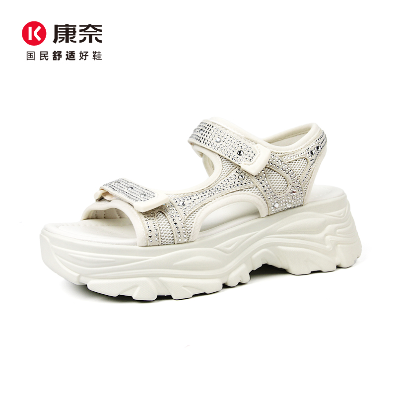 Kangnai/康奈34085专柜正品夏休闲露趾厚底运动百搭舒适女士凉鞋
