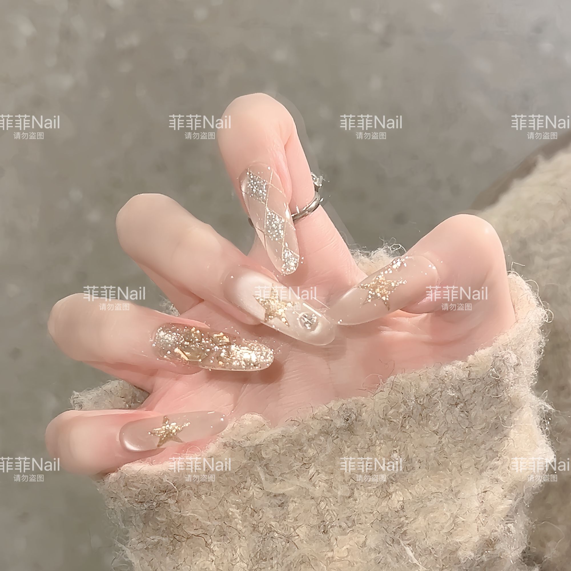 【月影星芒】蝴蝶碎钻气质高级手工穿戴甲十片装