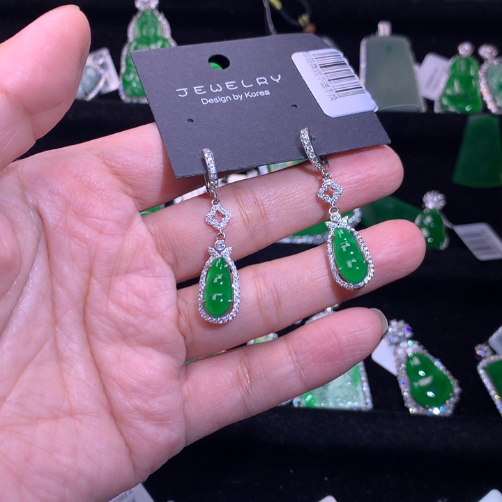 【闪购商品】银S925镶嵌翡翠耳饰