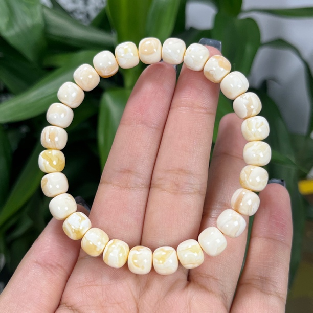 焦皮料老型橘粉浓蜡同料精工手串单圈纯天然原矿琥珀蜜蜡