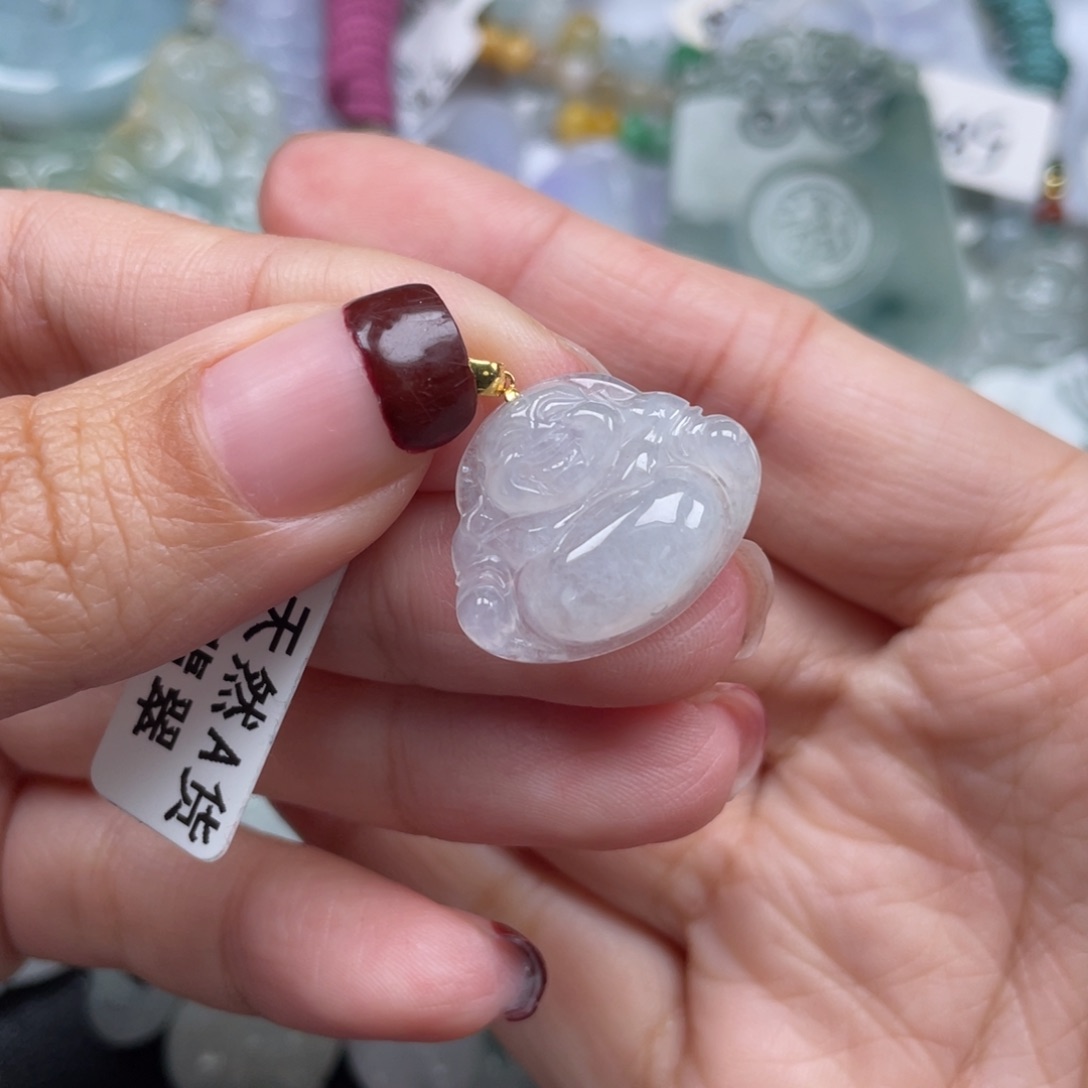 翡翠颈饰18K金镶嵌纯天然a货缅甸翡翠包邮