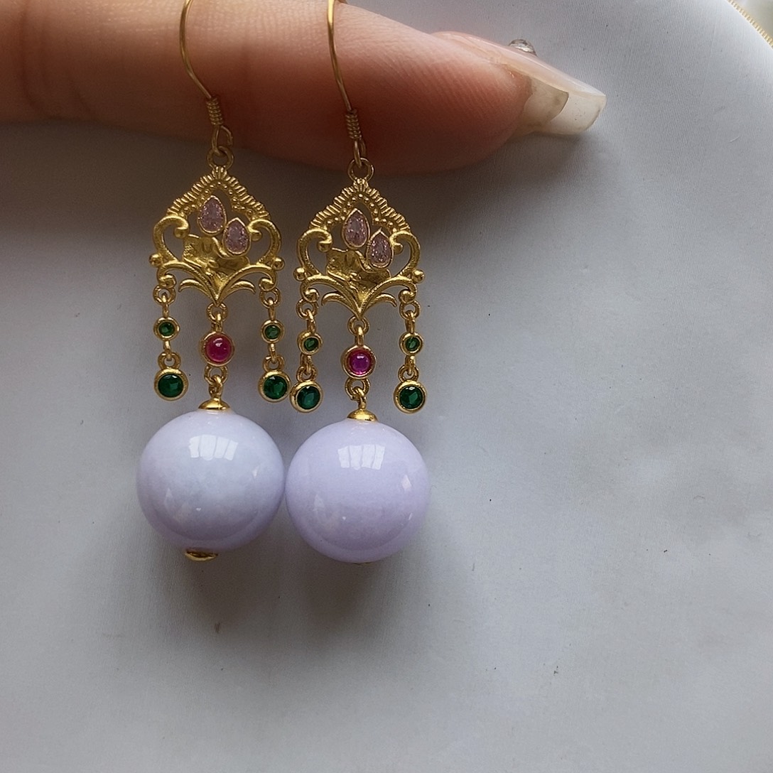 翡翠耳饰未镶嵌天然