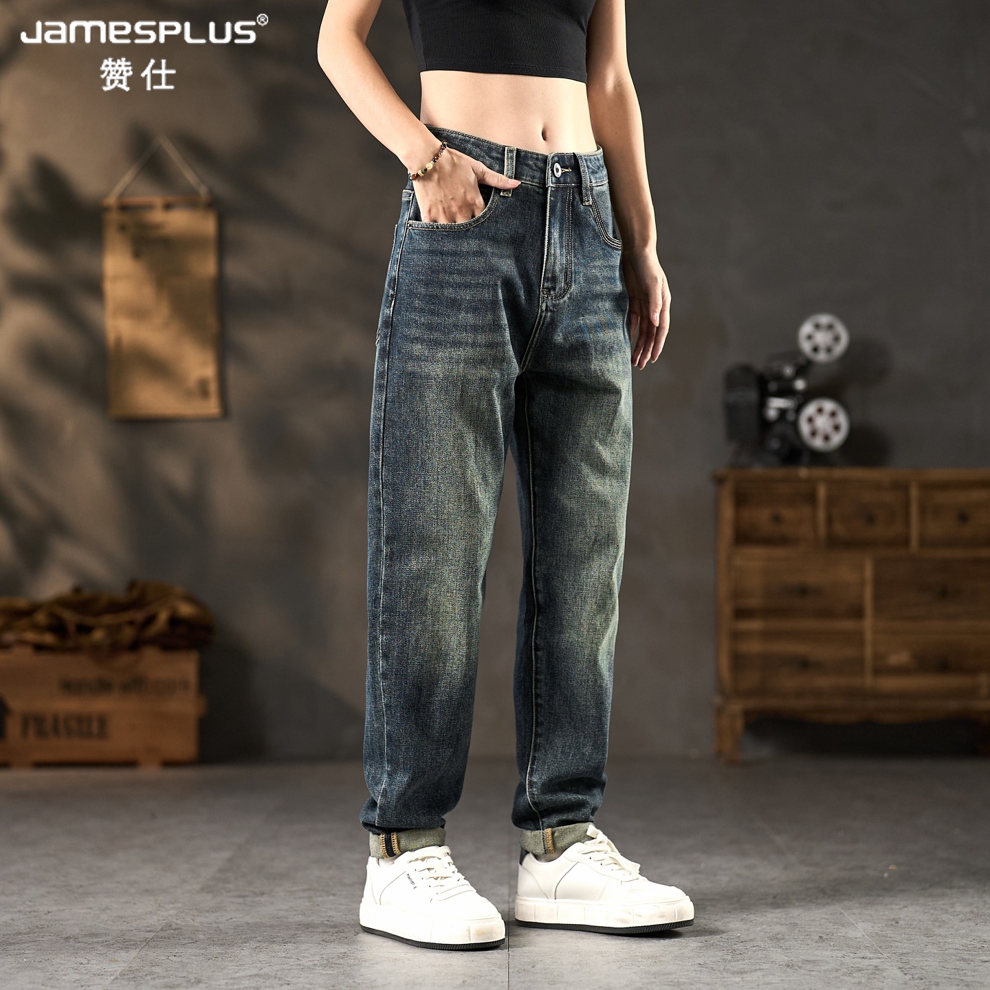 美式复古简约水洗牛仔裤男秋季潮牌男士休闲裤宽松直筒裤子88170