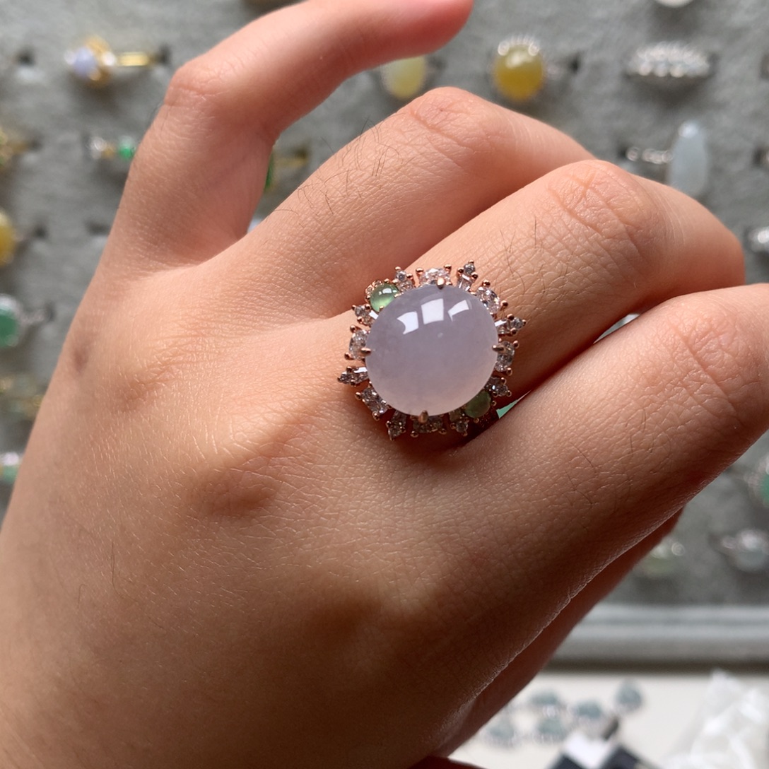 翡翠银S925镶嵌戒指戒指