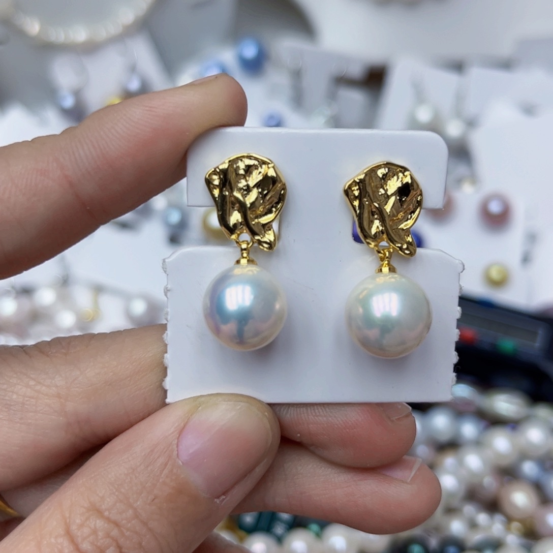 淡水珍珠耳饰银S925镶嵌