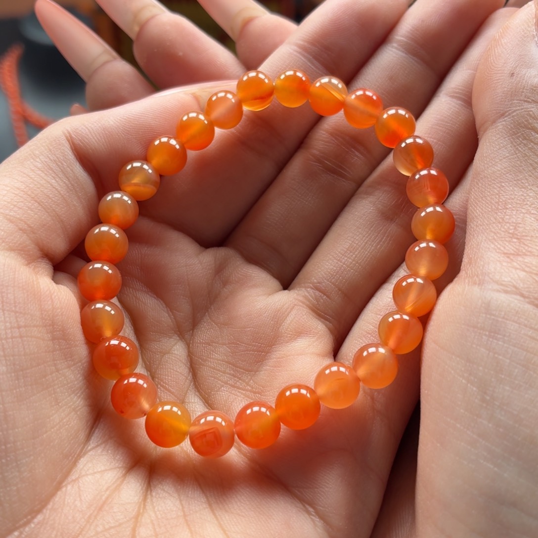 南红玛瑙未镶嵌手串原矿保山南红蒲缥鸡油黄手串卡6+