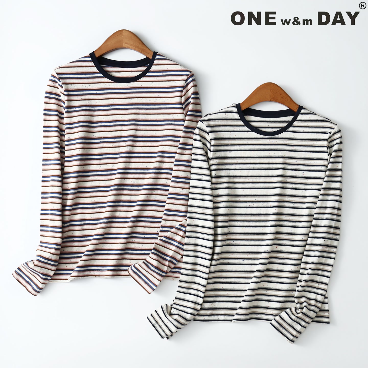 彩点条纹长袖上衣T恤537