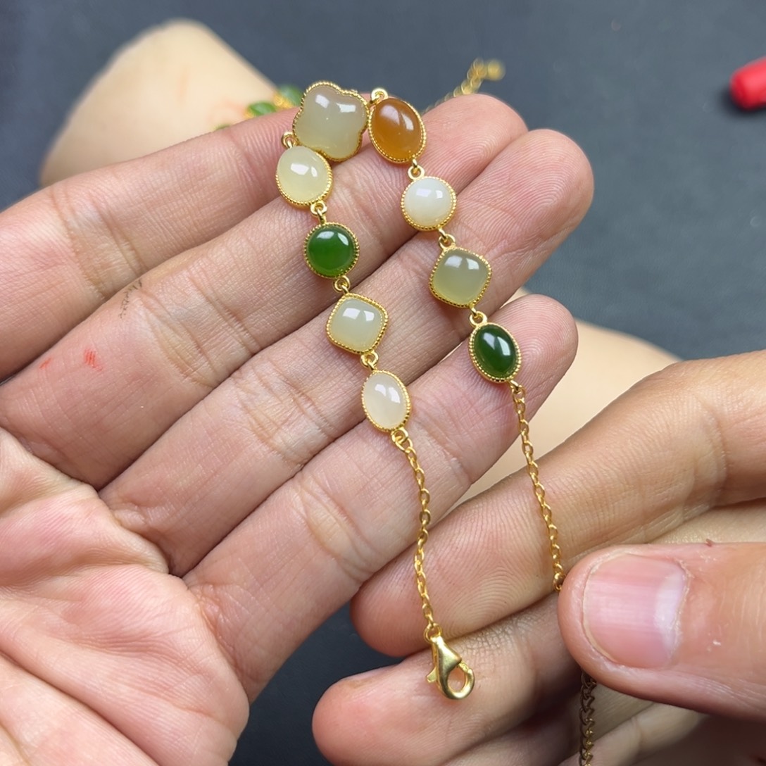 和田玉颈饰银S925镶嵌