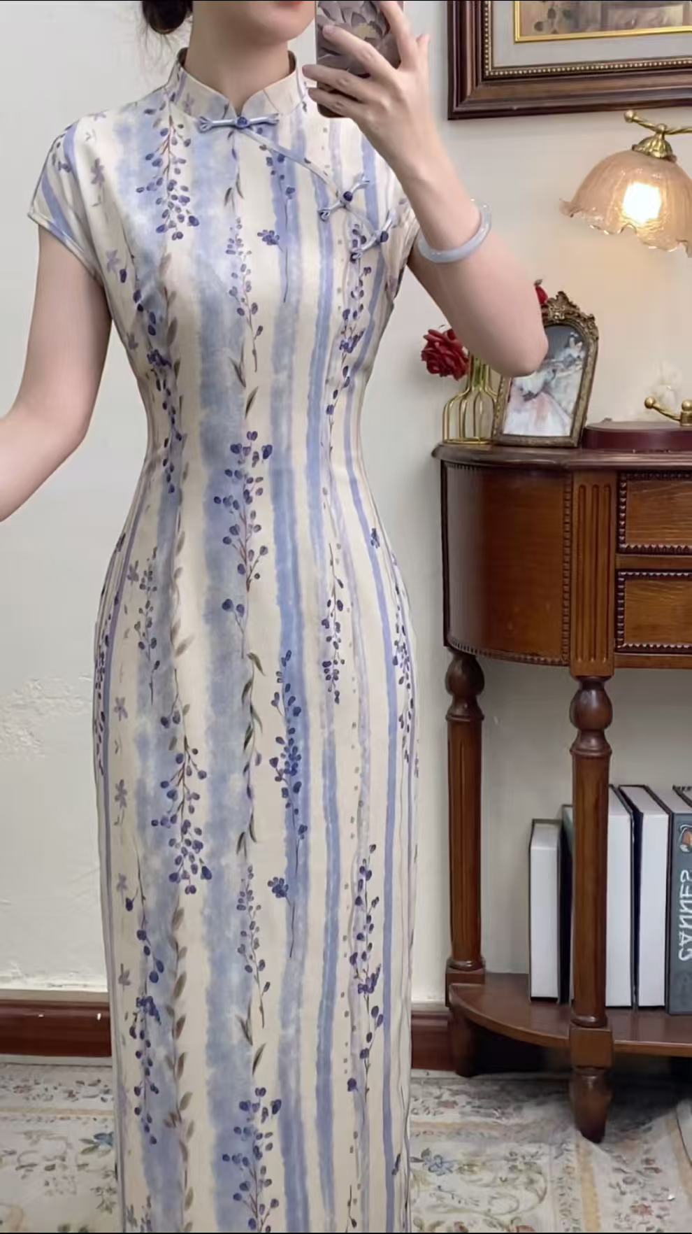 【现货款】予溪自制【烟雨紫藤】新中式国风温婉清雅气质旗袍长裙女