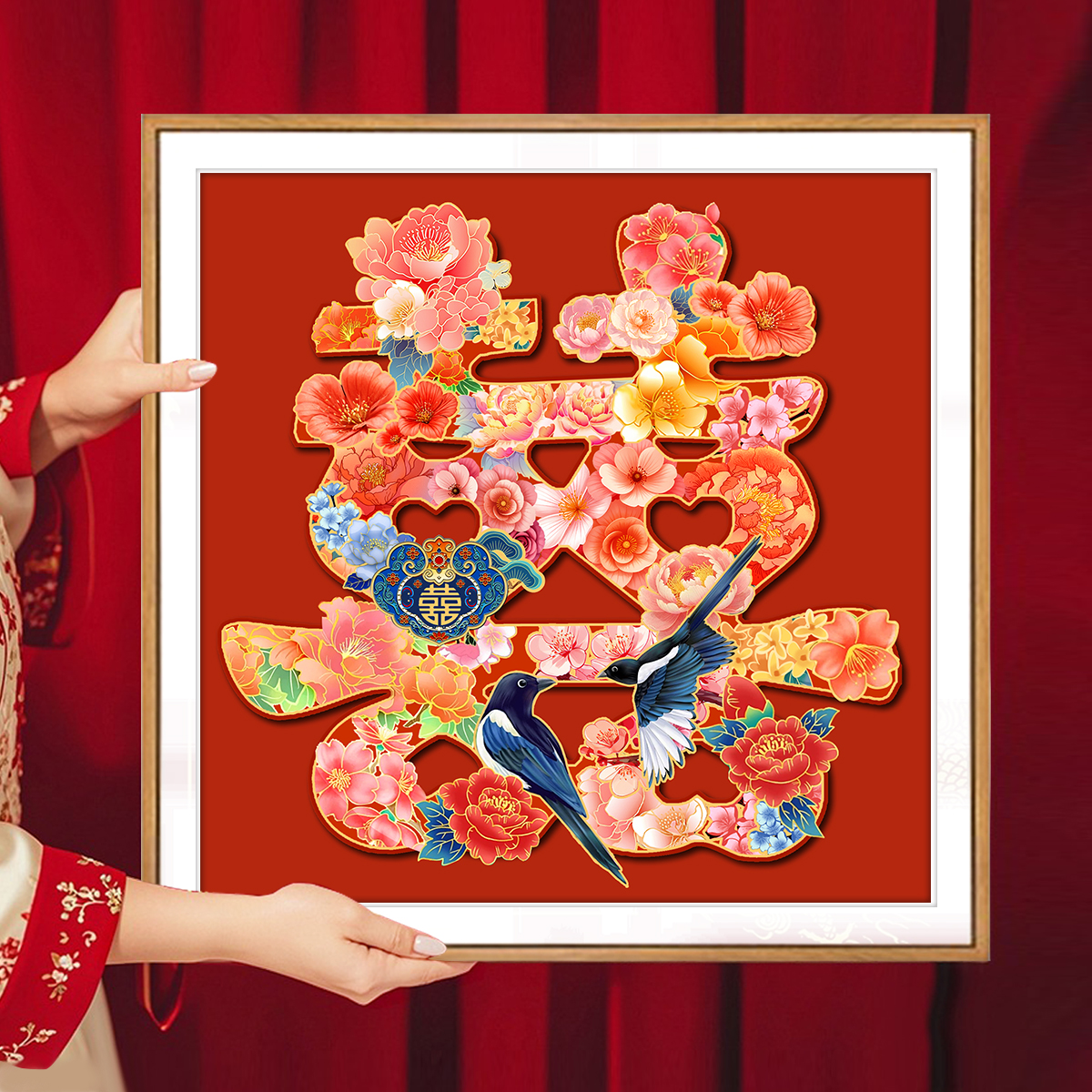 【新婚礼物】喜上生花十字绣新款2025年客厅卧室结婚手工刺绣寓意好