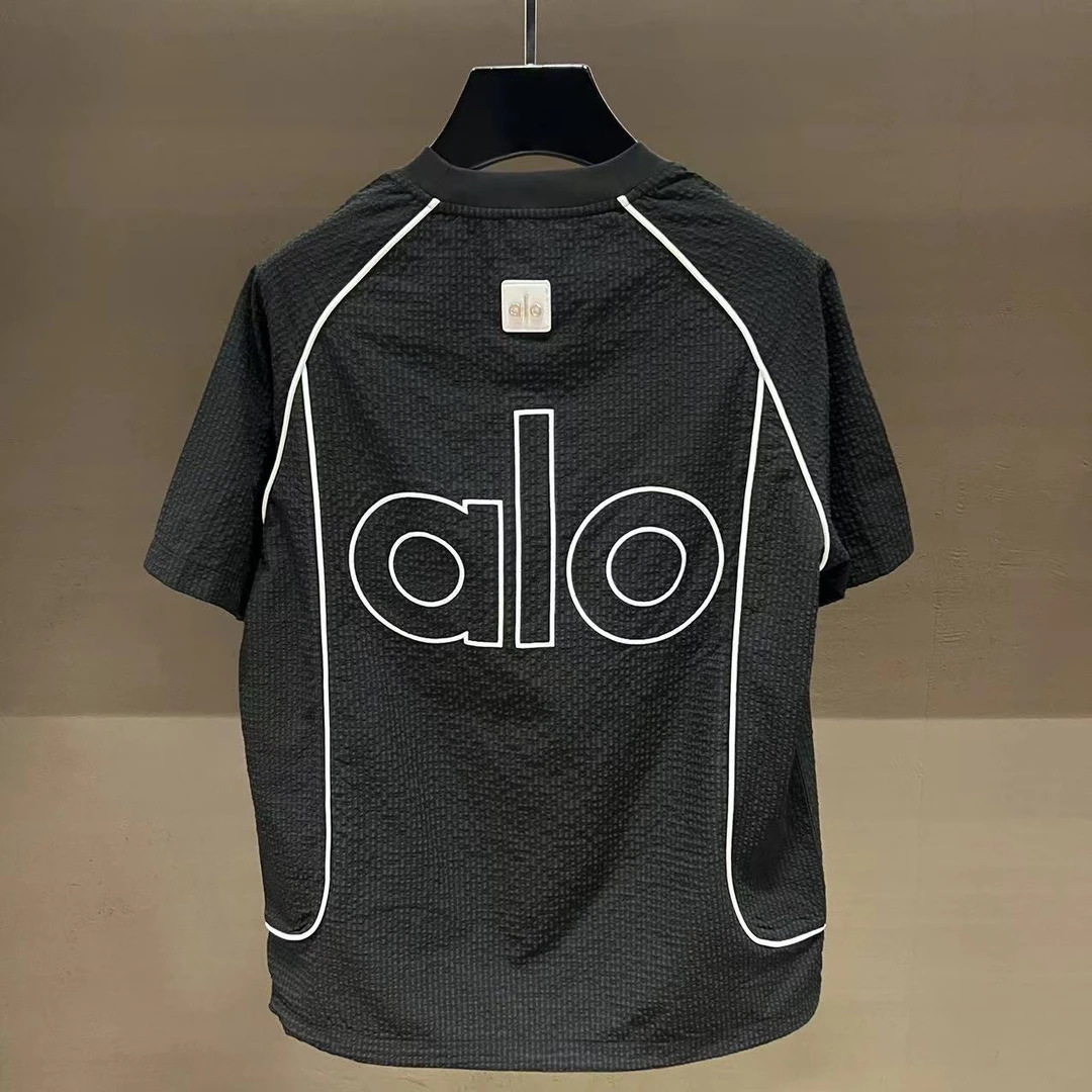 【官网正品】alo男士休闲速干运动户外训练短袖时尚黑色潮牌T恤夏